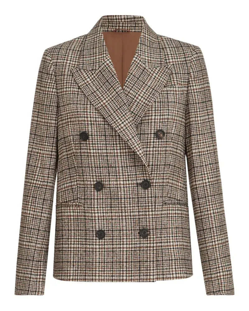 Brunello Cucinelli Prince of Wales Blazer aus Alpaka und Wolle - Braun Braun