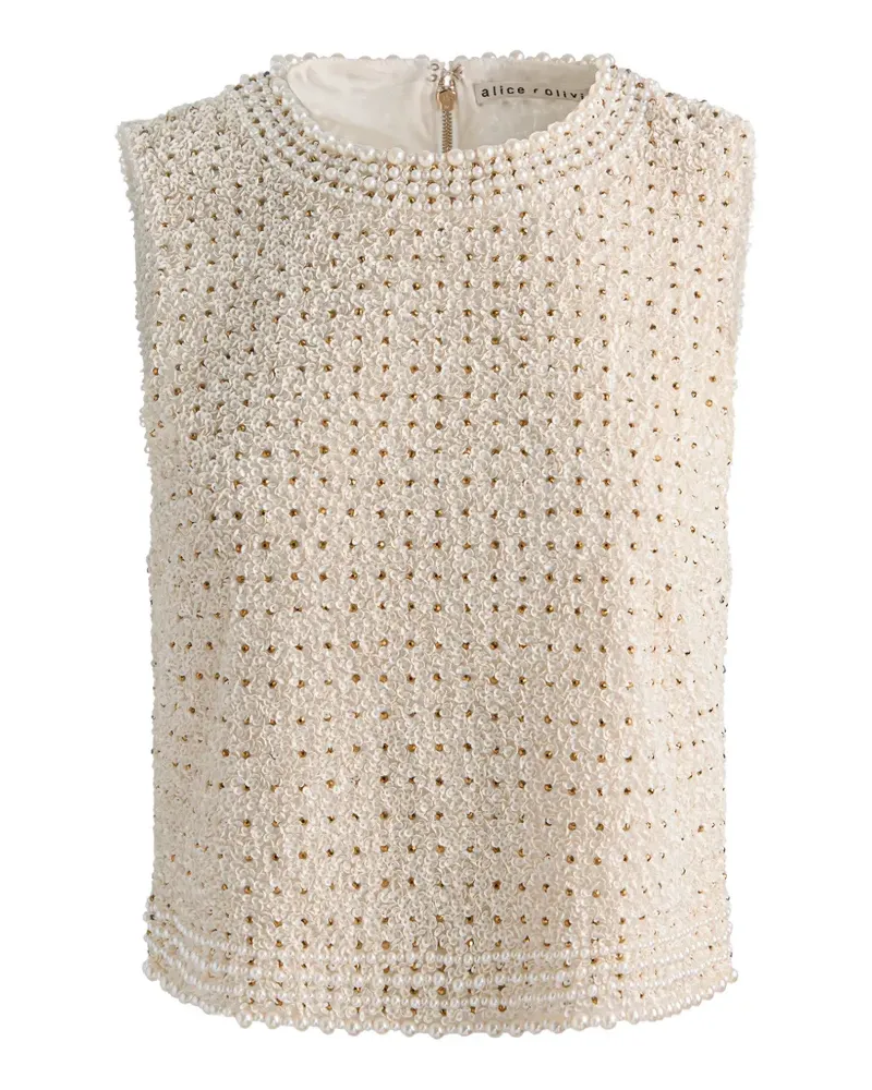 Alice + Olivia Amal embellished tank top - Nude Nude