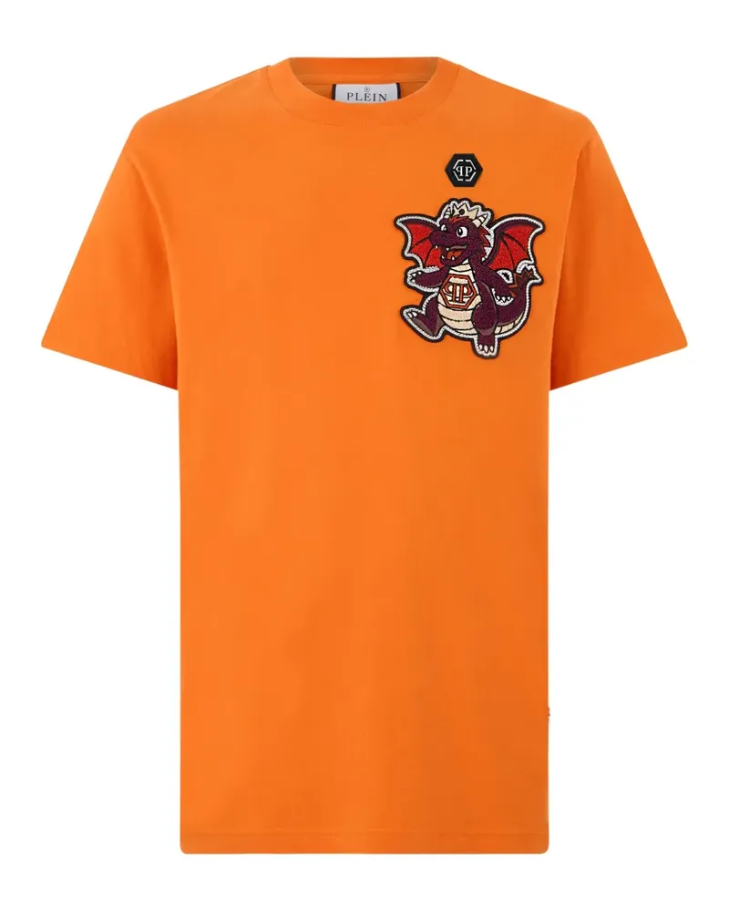 Philipp Plein T-Shirt mit Drachen-Patch - Orange Orange