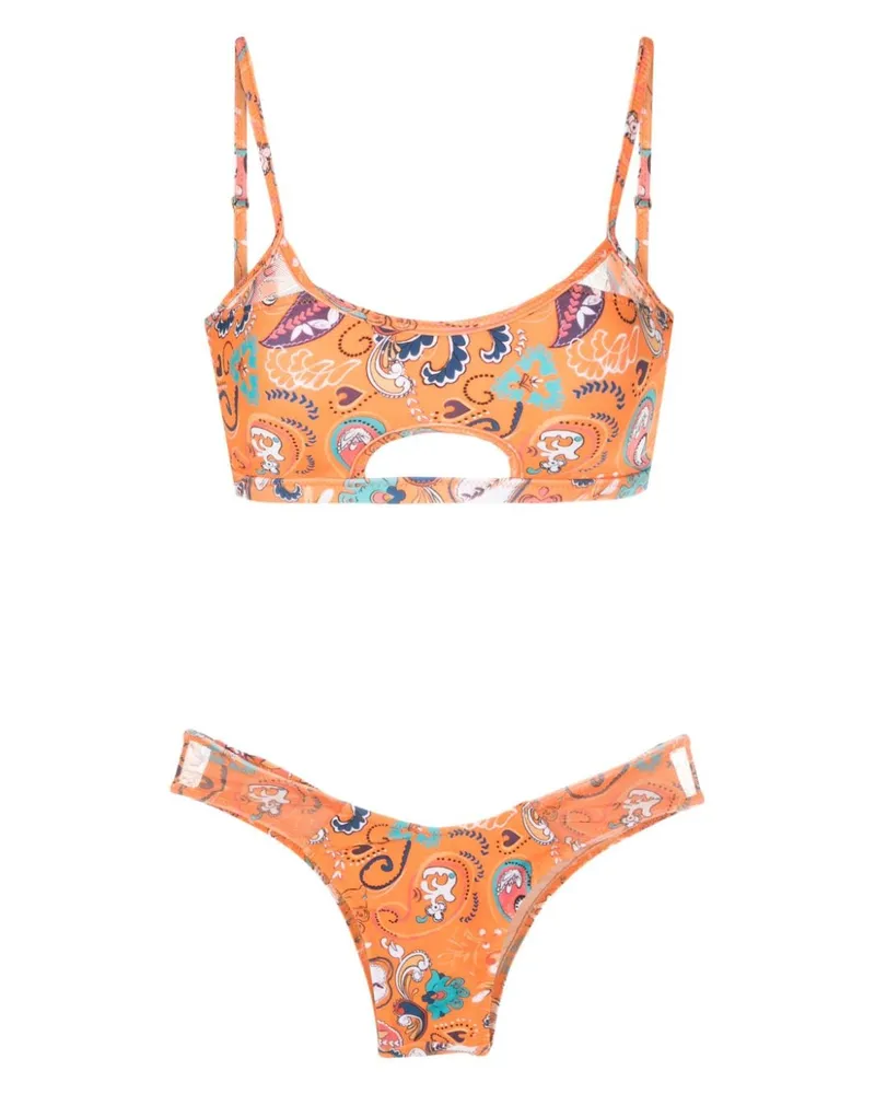 Amir Slama Bikini mit grafischem Print - Orange Orange