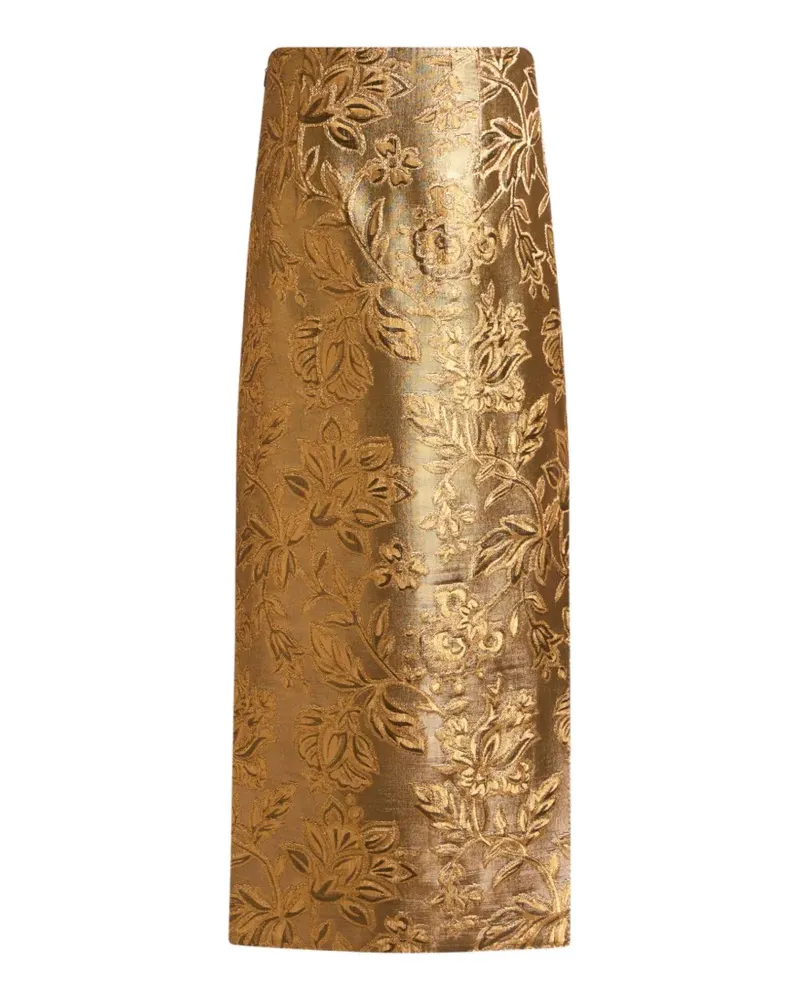 Etro Midirock aus Jacquard mit Blumenmotiv - Gold Gold