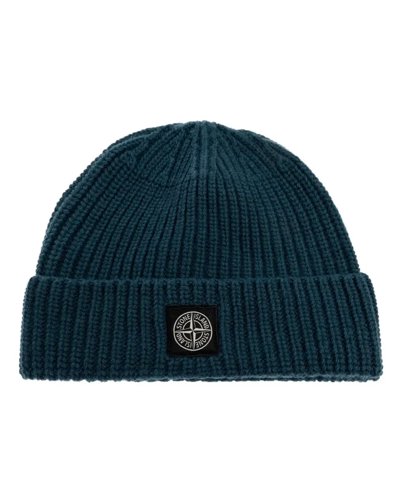 Stone Island ribbed wool beanie hat - Blau Blau