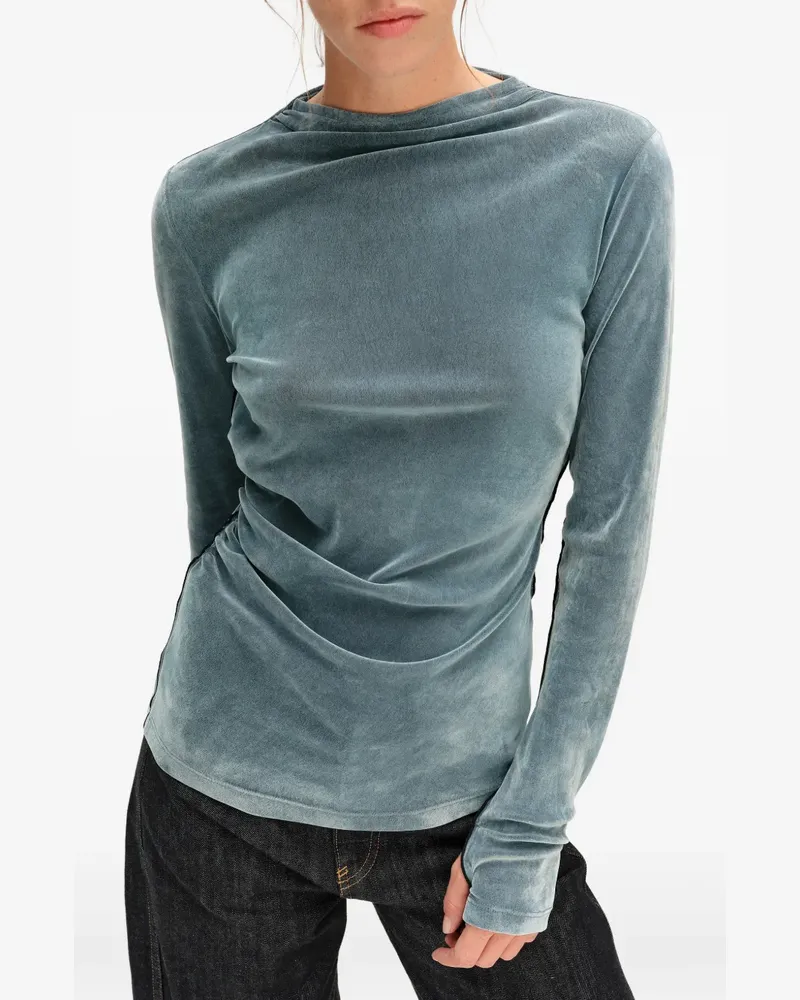 BIMBA Y LOLA Hellblaues eng anliegendes T-Shirt aus Samt Blau