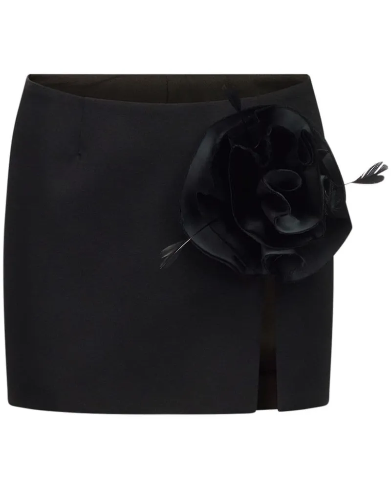 Area Minirock mit Blumenapplikation - Schwarz Schwarz