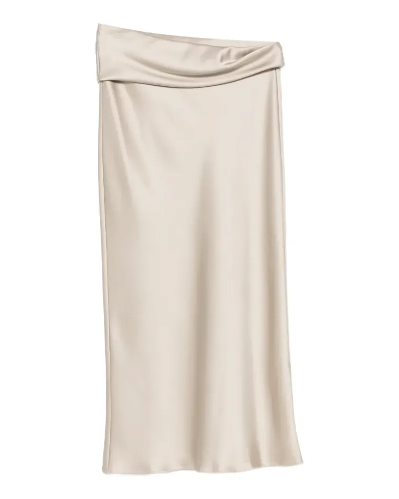 Patrizia Pepe satin-finish draped-waist midi skirt - Nude Nude
