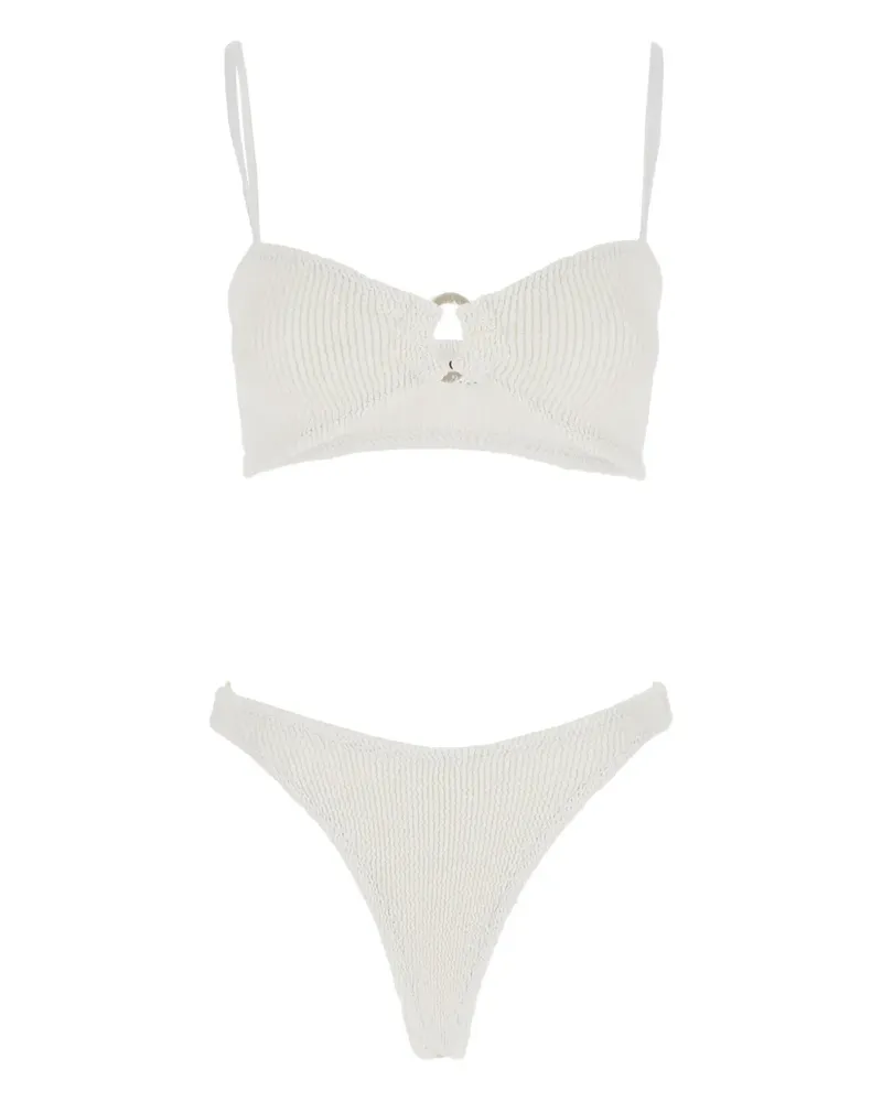 Hunza G Misty Bikini mit Perlencreole - Weiß Weiß