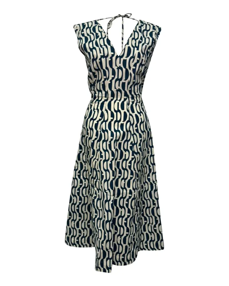 Max Mara Midikleid mit geometrischem Print - Blau Blau