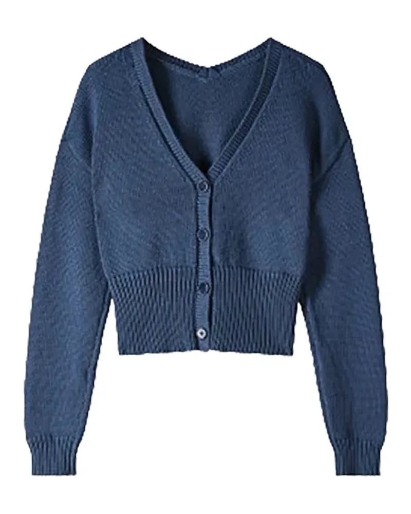 Patrizia Pepe ribbed-knit V-neck cardigan - Blau Blau