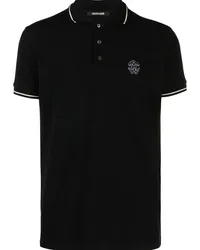 Roberto Cavalli Poloshirt mit Mirror Snake-Stickerei Schwarz