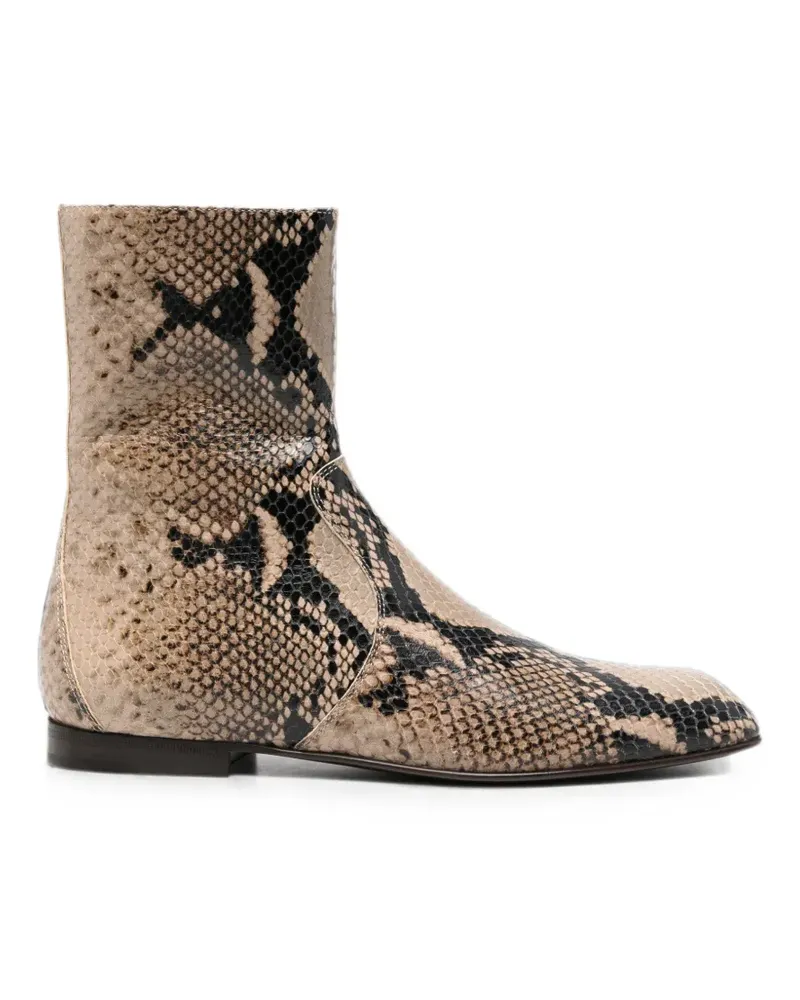 KHAITE snake-effect ankle boots - Nude Nude