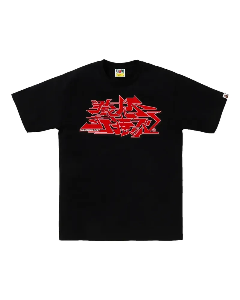 BAPE Asnka Kanji T-Shirt mit Graffiti-Logo - Schwarz Schwarz