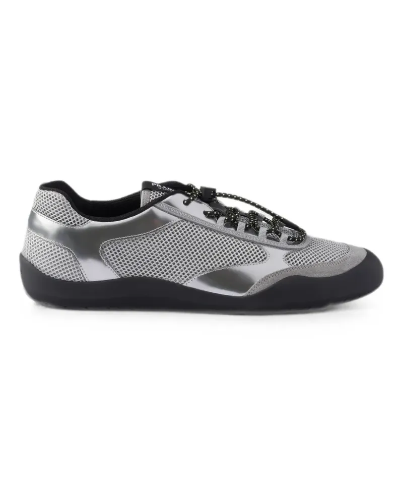 Prada Speedrock Sneakers aus Mesh und Metallic-Leder - Grau Grau