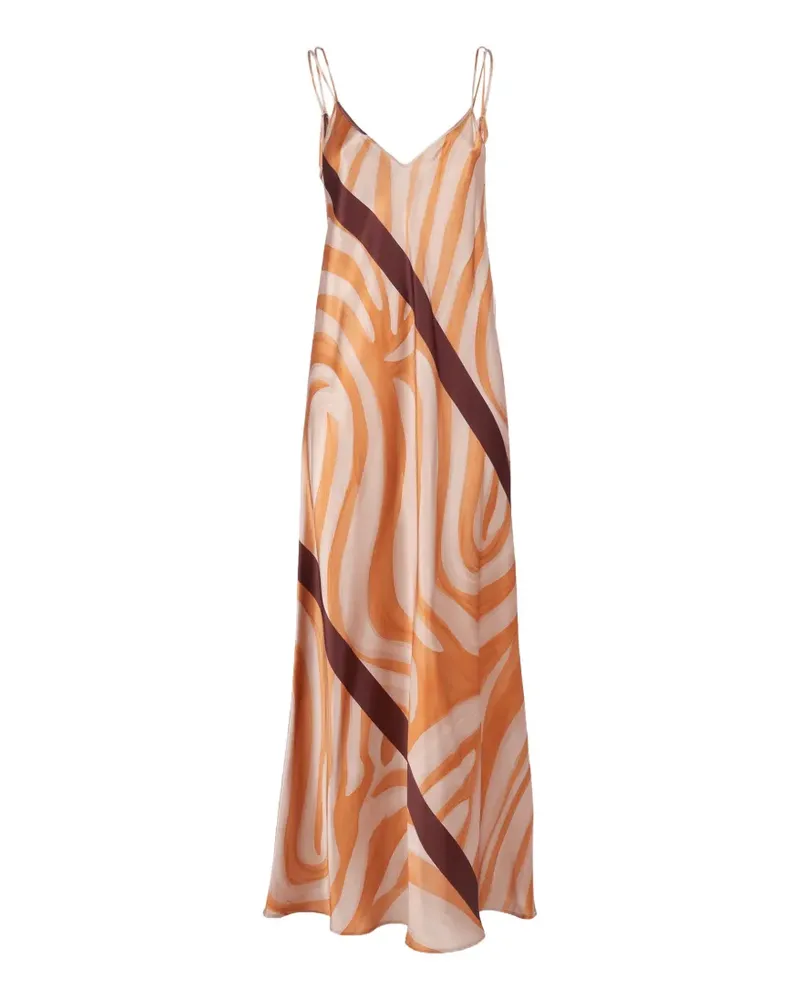 Antonelli Firenze Maxikleid aus Seide mit abstraktem Print - Orange Orange
