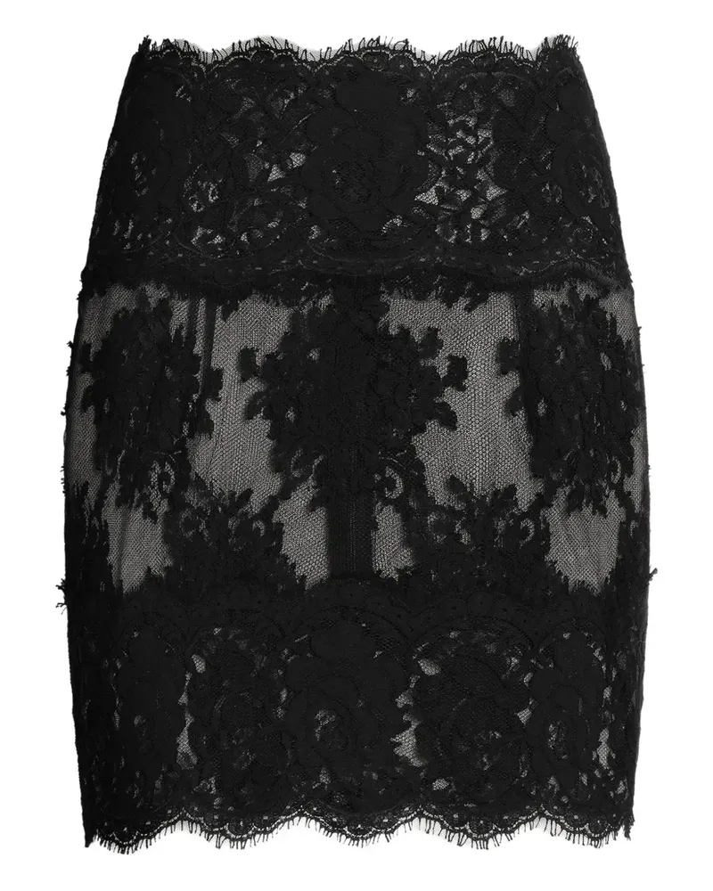 Dolce & Gabbana Minirock aus Spitze mit Wellensaum - N0000 BLACK N0000