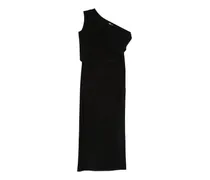 Drapierte One-Shoulder-Robe - Schwarz