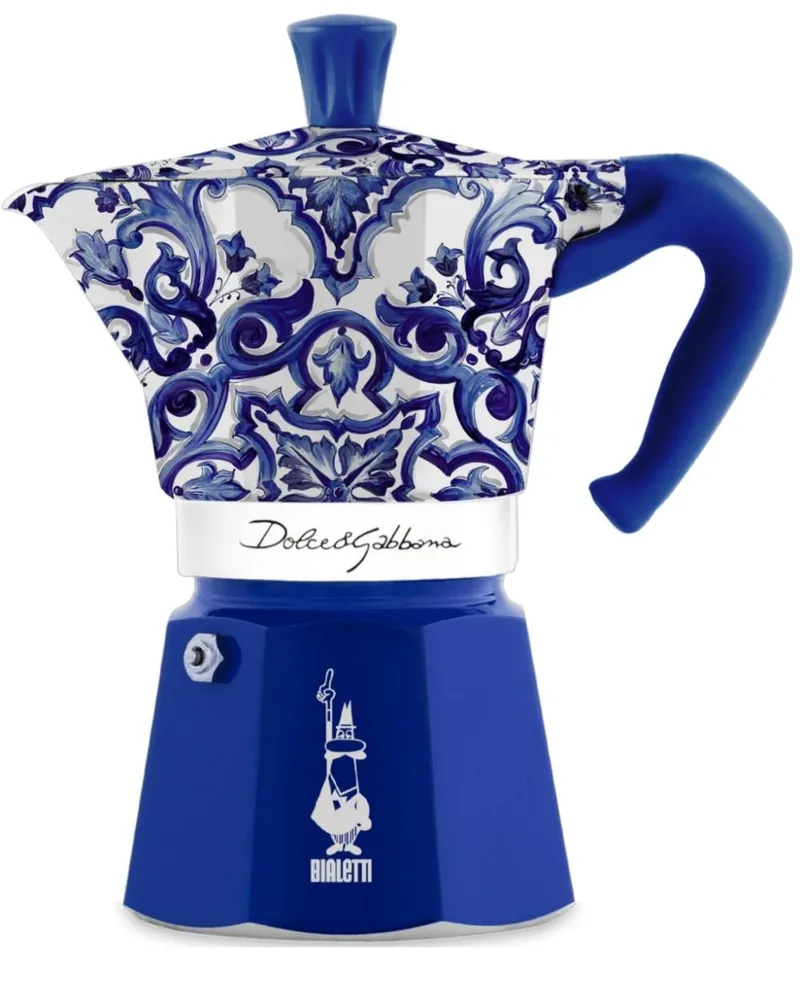 Dolce & Gabbana x Bialetti mittelgroßer Moka Express Kaffeekocher (130ml Blau