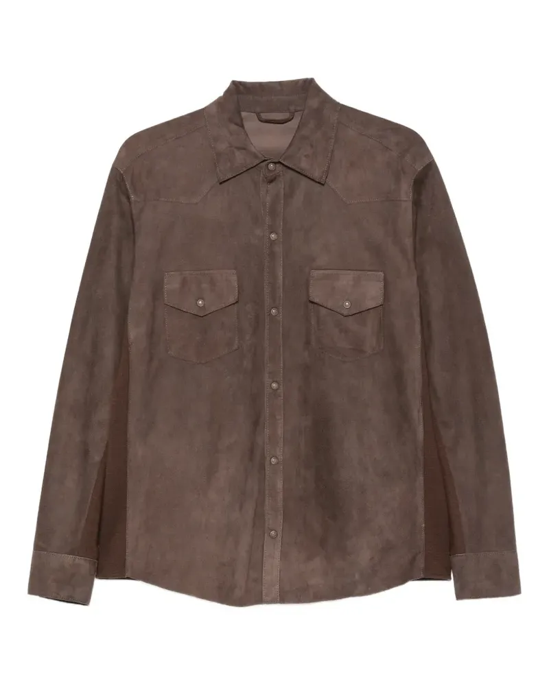 Eleventy Jacke mit Wildledereinsätzen - Braun Braun