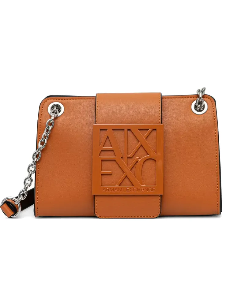 Armani Exchange logo-plaque chain-link cross body bag - Orange Orange