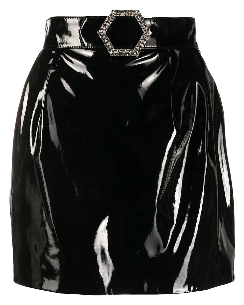 Philipp Plein Minirock aus Lackleder - Schwarz Schwarz