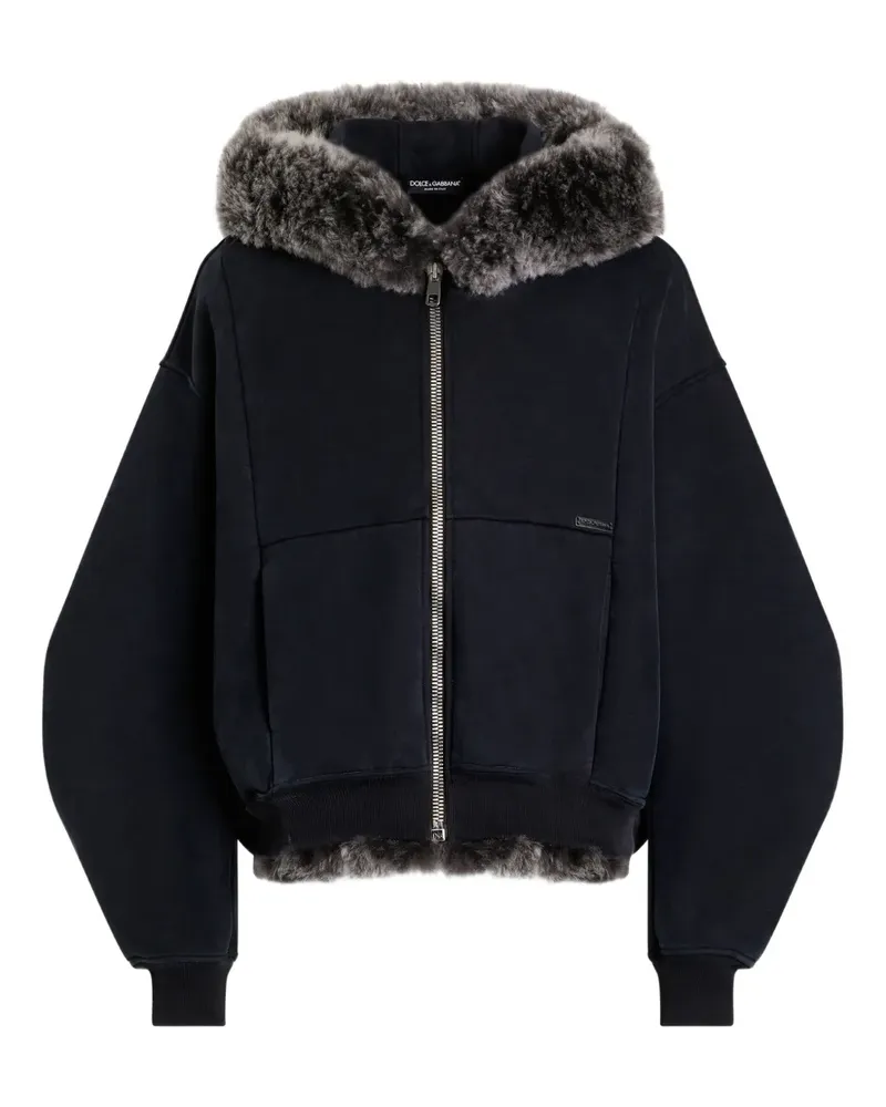 Dolce & Gabbana Kapuzenjacke mit Pelzbesatz - Schwarz Schwarz
