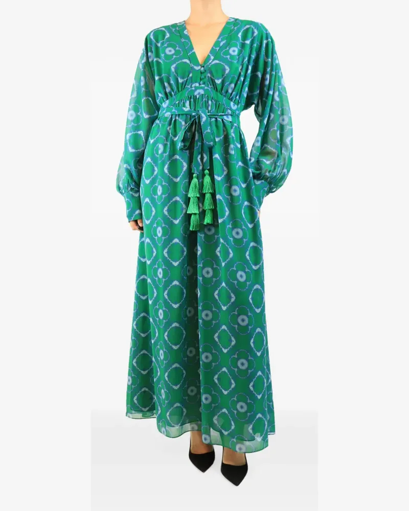 Alexis Langärmeliges Maxikleid mit Batikmuster - Grün Grün