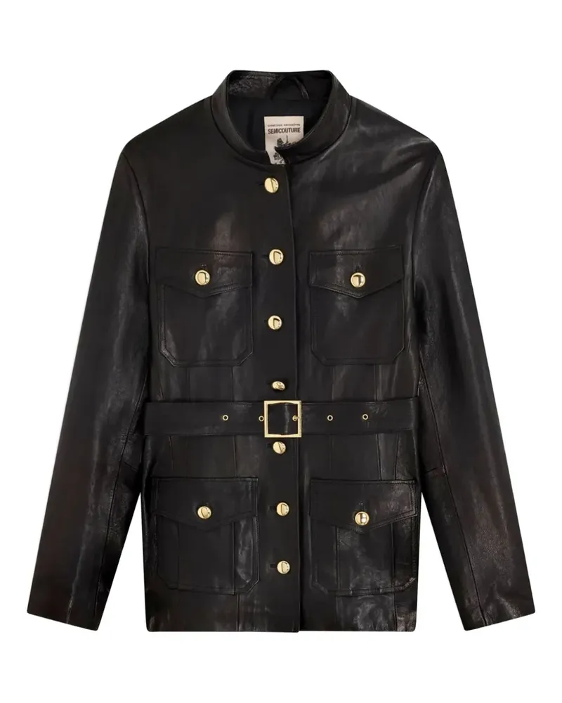 Semicouture Lederjacke mit Gürtel - Schwarz Schwarz