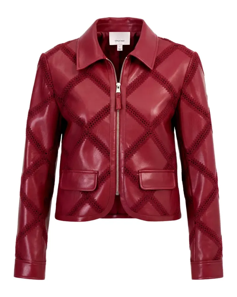 Cinq à Sept Gehäkelte Audree Jacke mit Diamanten - Rot Rot