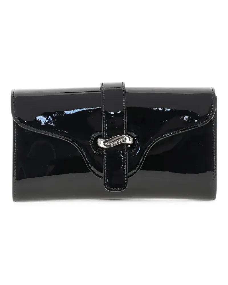 Emporio Armani patent leather chain-link clutch bag - Schwarz Schwarz