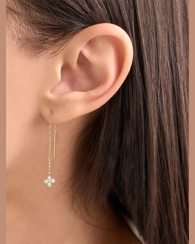 Roberto Coin Princess Flower diamond drop earrings - Gold Gold