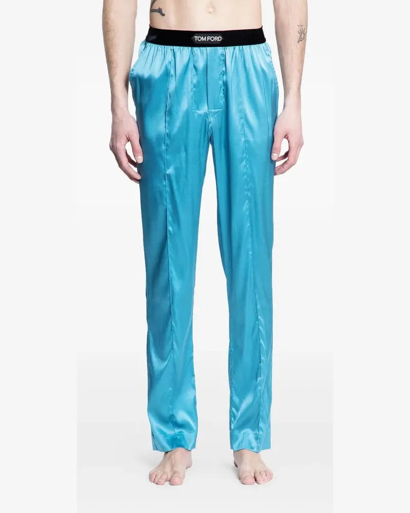 Tom Ford Pyjama mit Logo-Bund - Blau Blau