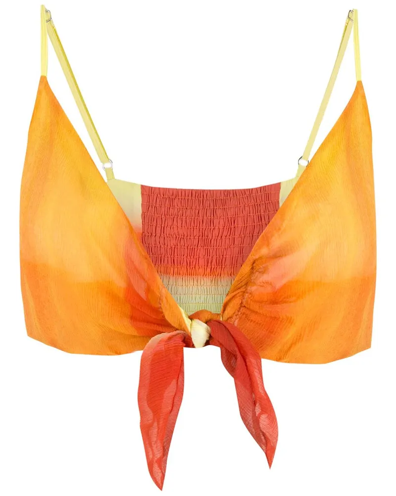 Amir Slama Bikinioberteil aus Seide mit Knoten - Orange Orange