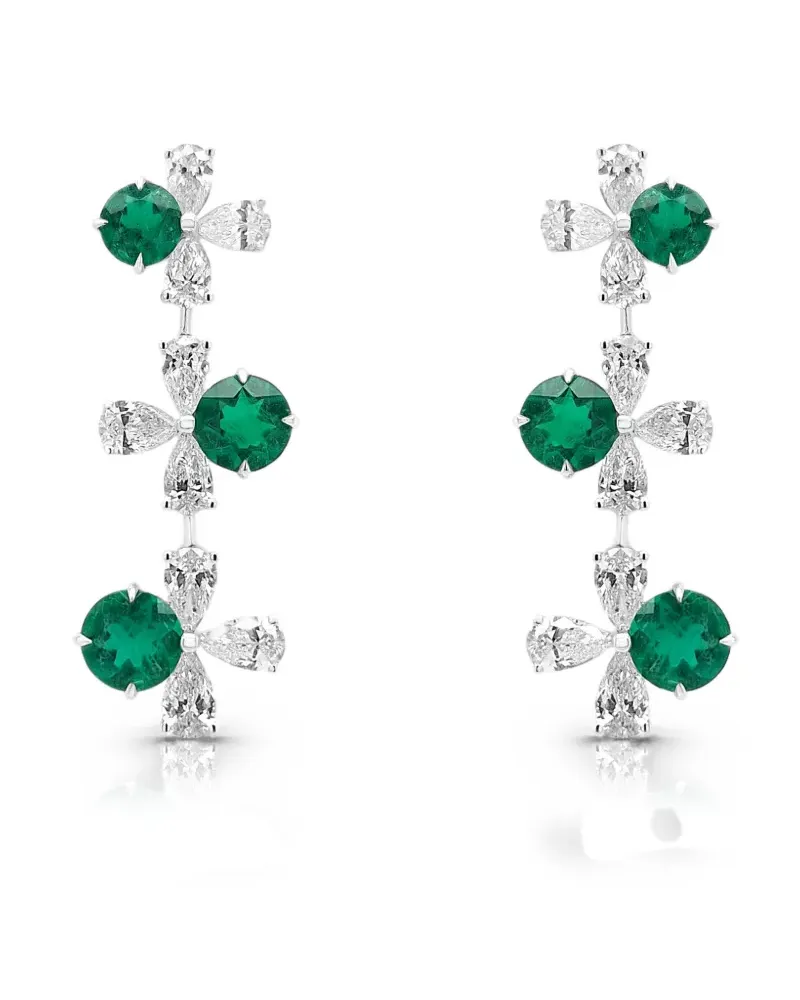 HYT Jewelry Hängeohrringe mit Diamanten und Smaragden - Silber Silber