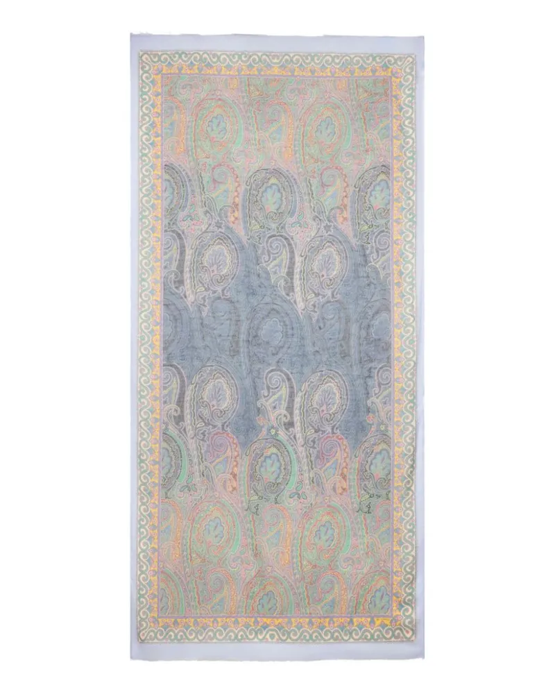 Etro Slub-Schal mit Paisley-Motiv - Grün Grün