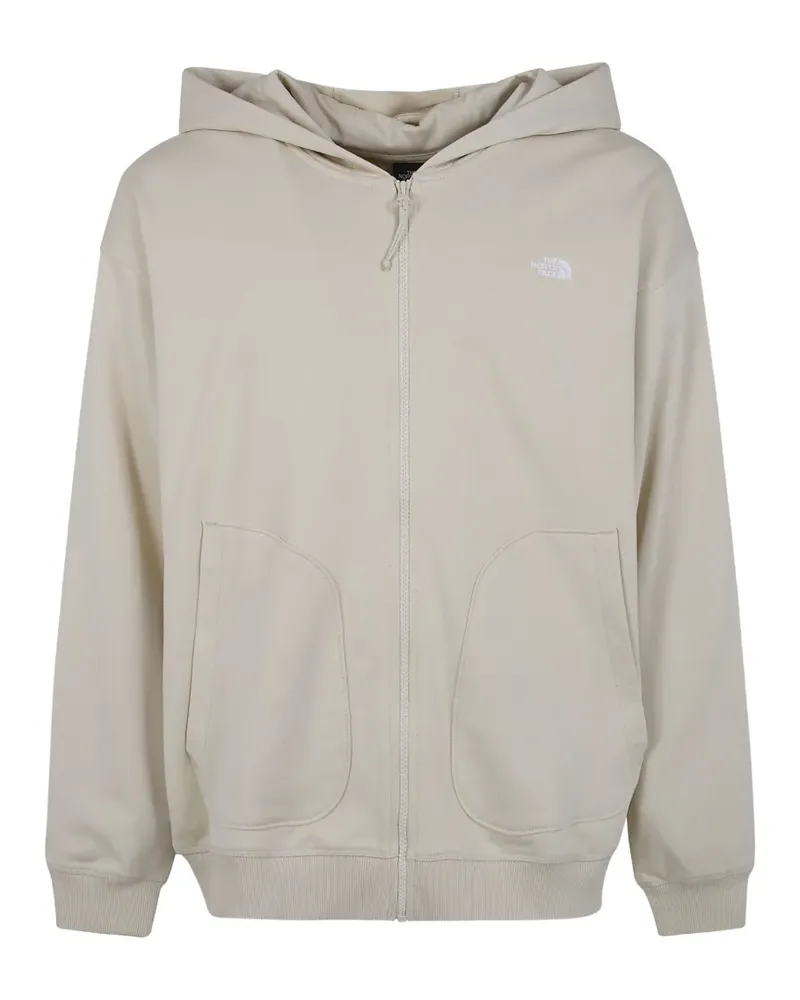 The North Face Essential logo-embroidered zip-up hoodie - Nude Nude