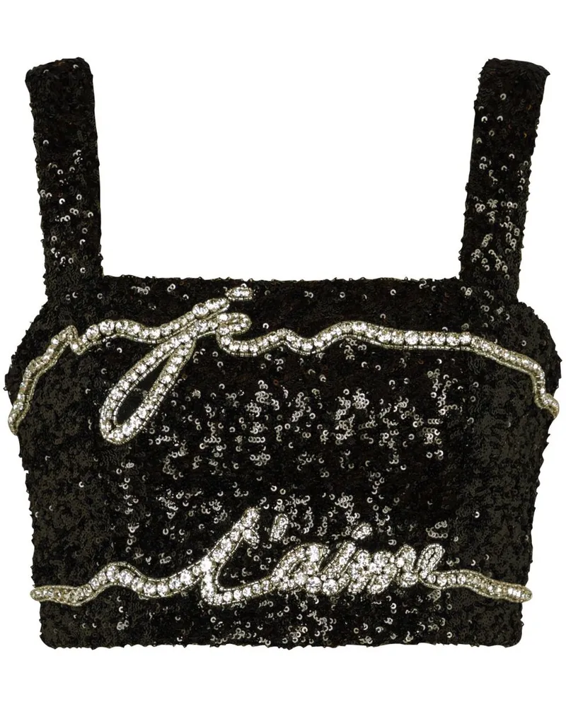 Balmain Cropped-Top mit Pailletten - Schwarz Schwarz