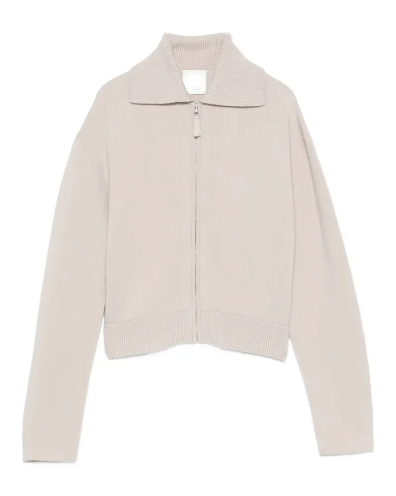 ALLUDE zip-up ribbed-trim cardigan - Nude Nude