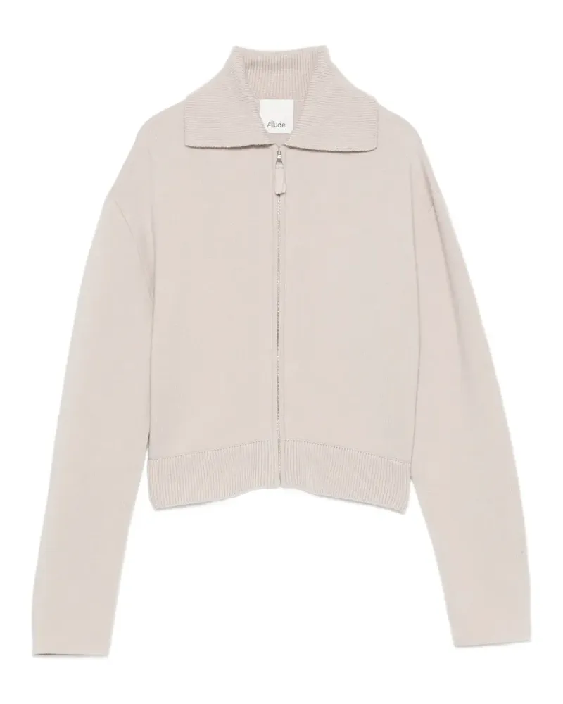 ALLUDE Gerippter Cardigan mit Reißverschluss - Nude Nude