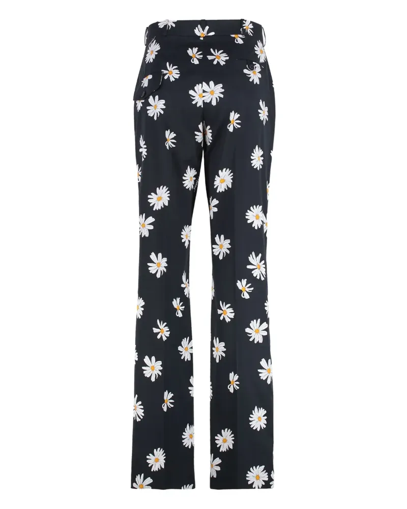 Moschino Gerade Hose mit Blumen-Print - Schwarz Schwarz