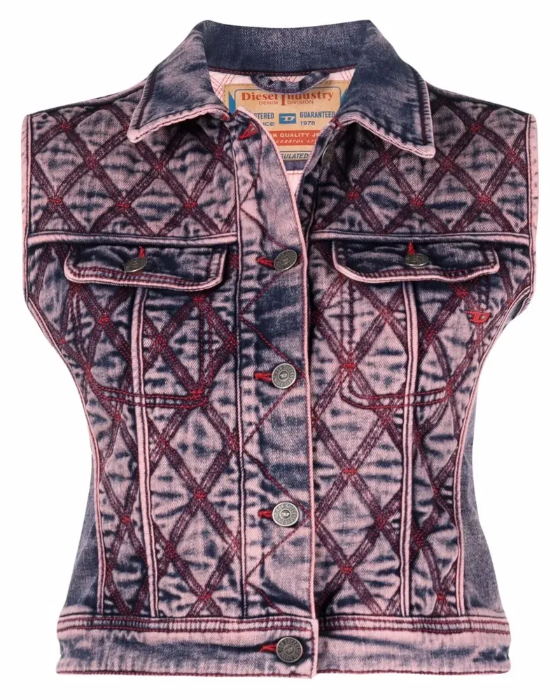 Diesel Cropped-Top mit Kontrastnähten - Rosa Rosa