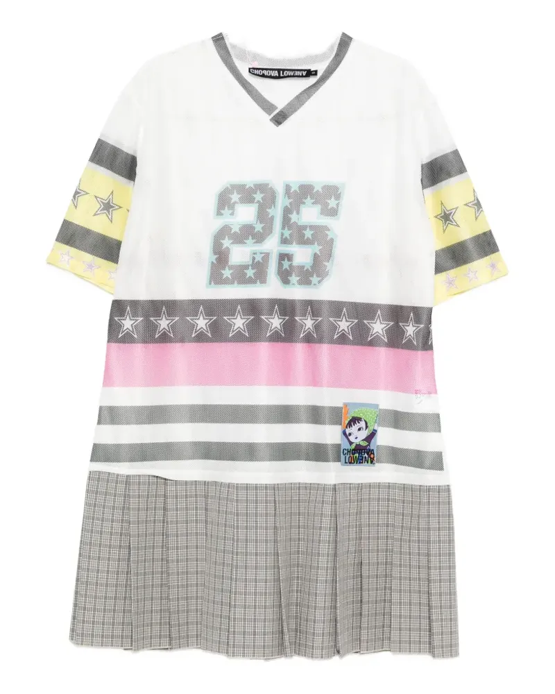 CHOPOVA LOWENA Nancy striped check mini dress - Weiß Weiß