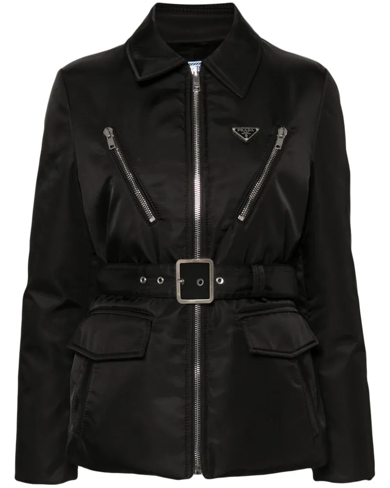 Prada Gefütterte Jacke mit Triangel-Logo - Schwarz Schwarz