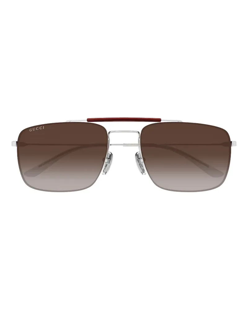 Gucci Sonnenbrille mit geometrischem Gestell - Silber Silber
