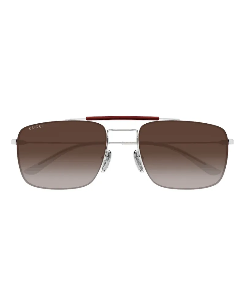 Gucci Sonnenbrille mit geometrischem Gestell - Silber Silber
