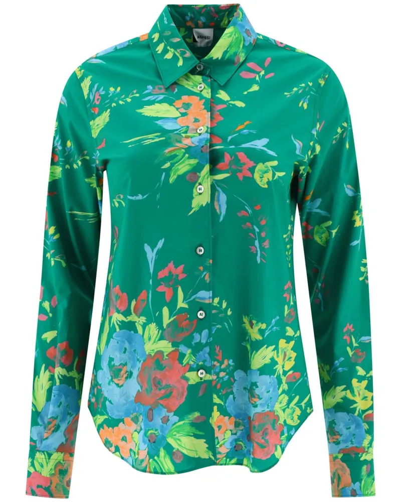 ASPESI Hemd mit Blumen-Print - Grün Grün