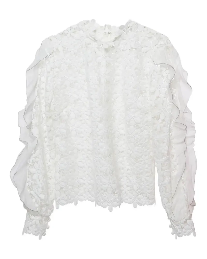 Self-Portrait Bluse mit Blumenspitze - Weiß Weiß