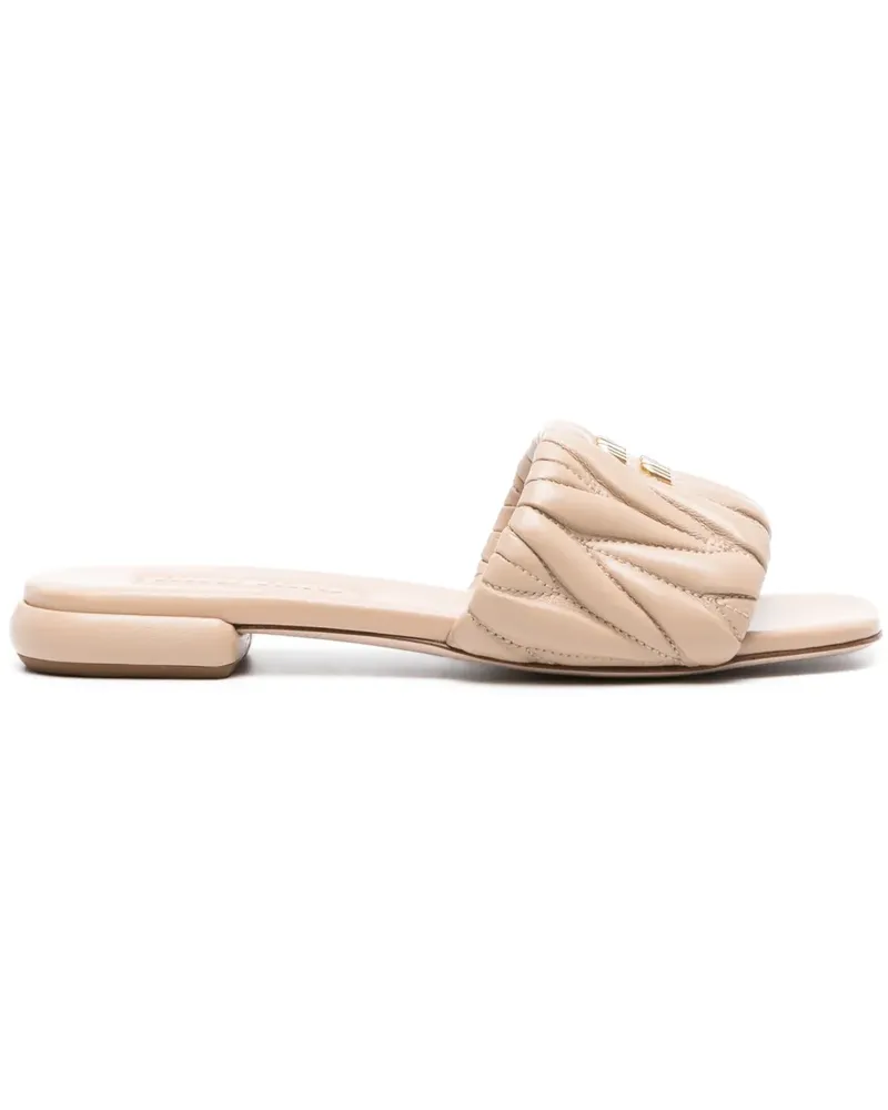 Miu Miu Pantoletten mit GG - Nude Nude
