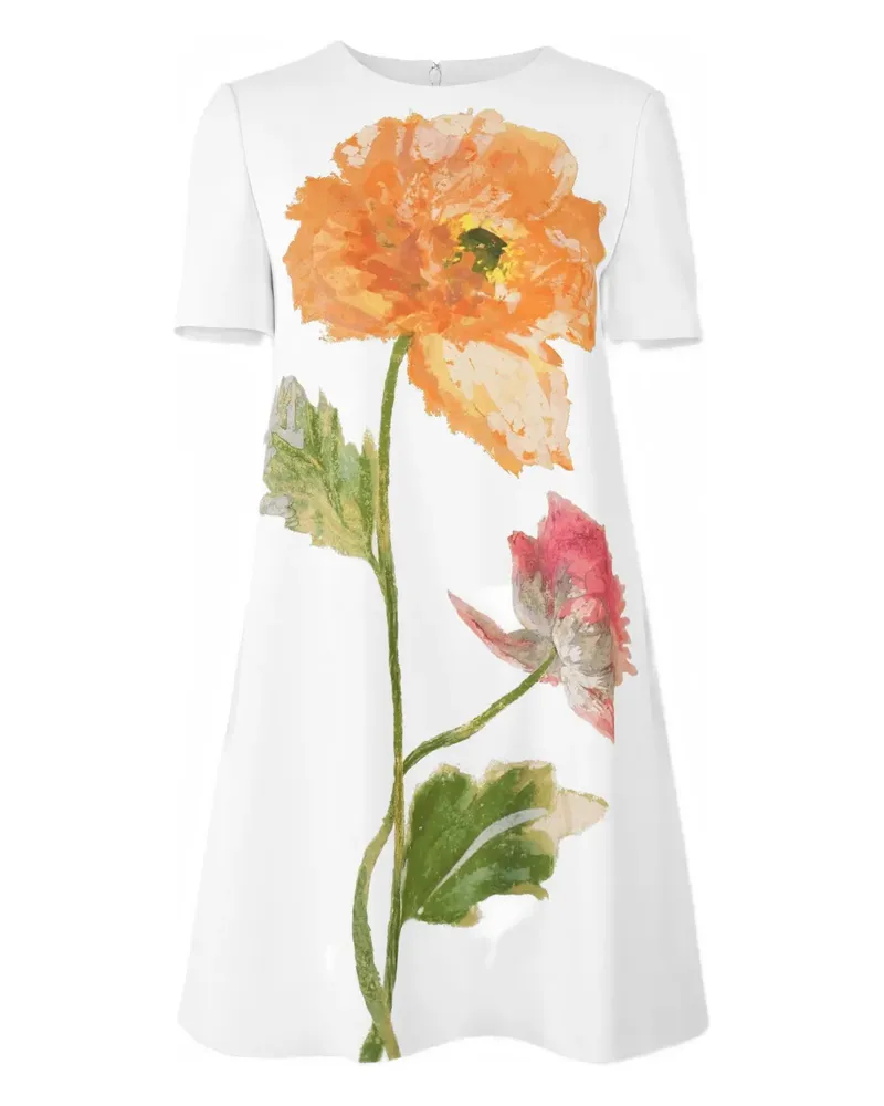 Carolina Herrera New York Minikleid mit Mohn-Print - Weiß Weiß