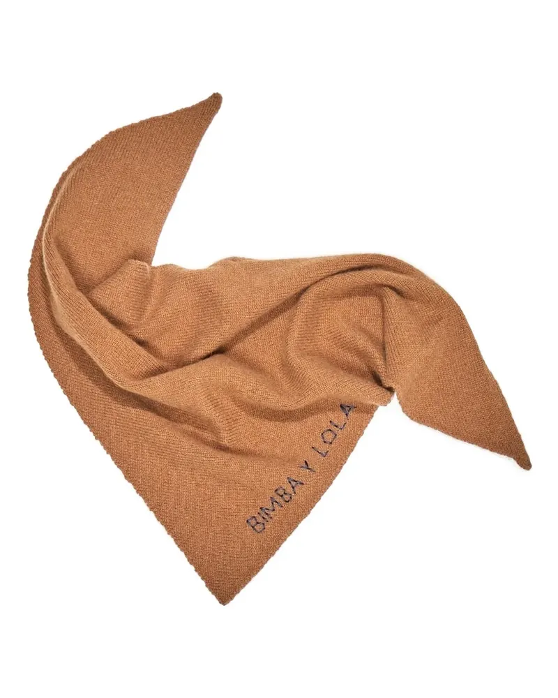 BIMBA Y LOLA Kaschmirschal mit Logo-Detail - Braun Braun