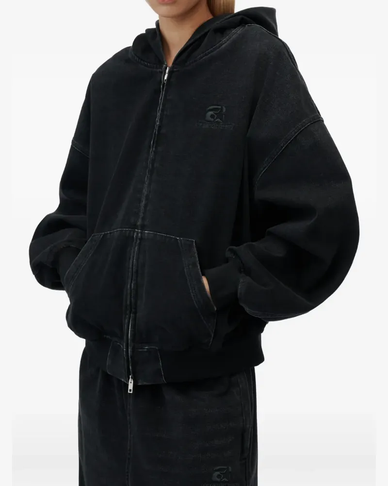 Alexander Wang Hoodie aus gebürstetem Denim - Schwarz Schwarz