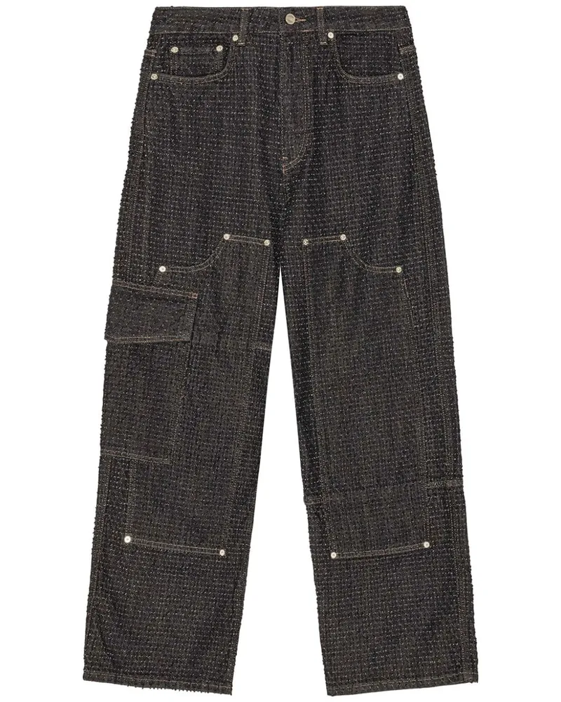 Ganni Fluffy Wide-Leg-Jeans - Schwarz Schwarz